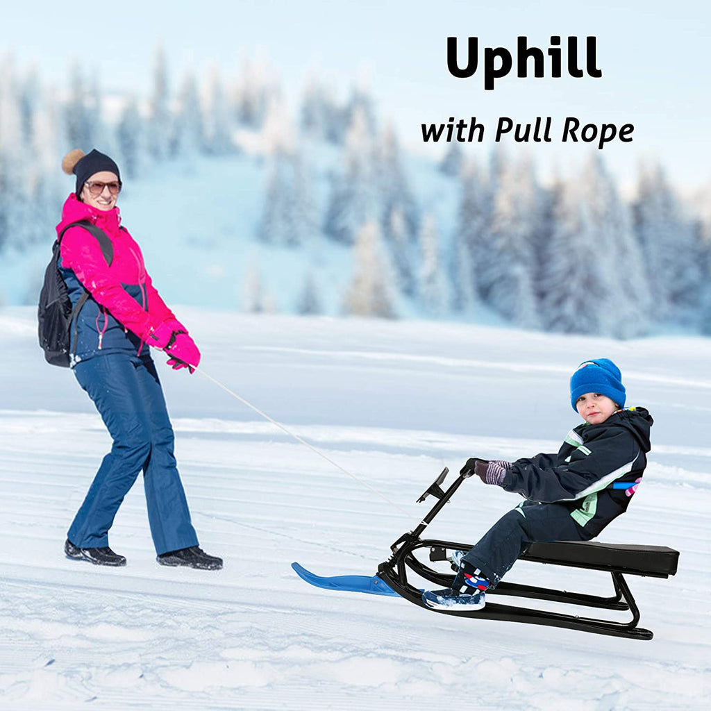 Snow Racer Sled with Steering Wheel and Twin Brakes J39441