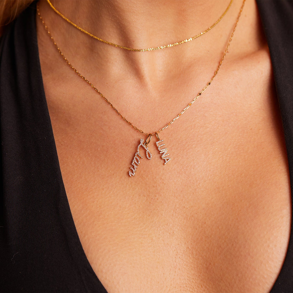 Diamond Script Name Charm S9730
