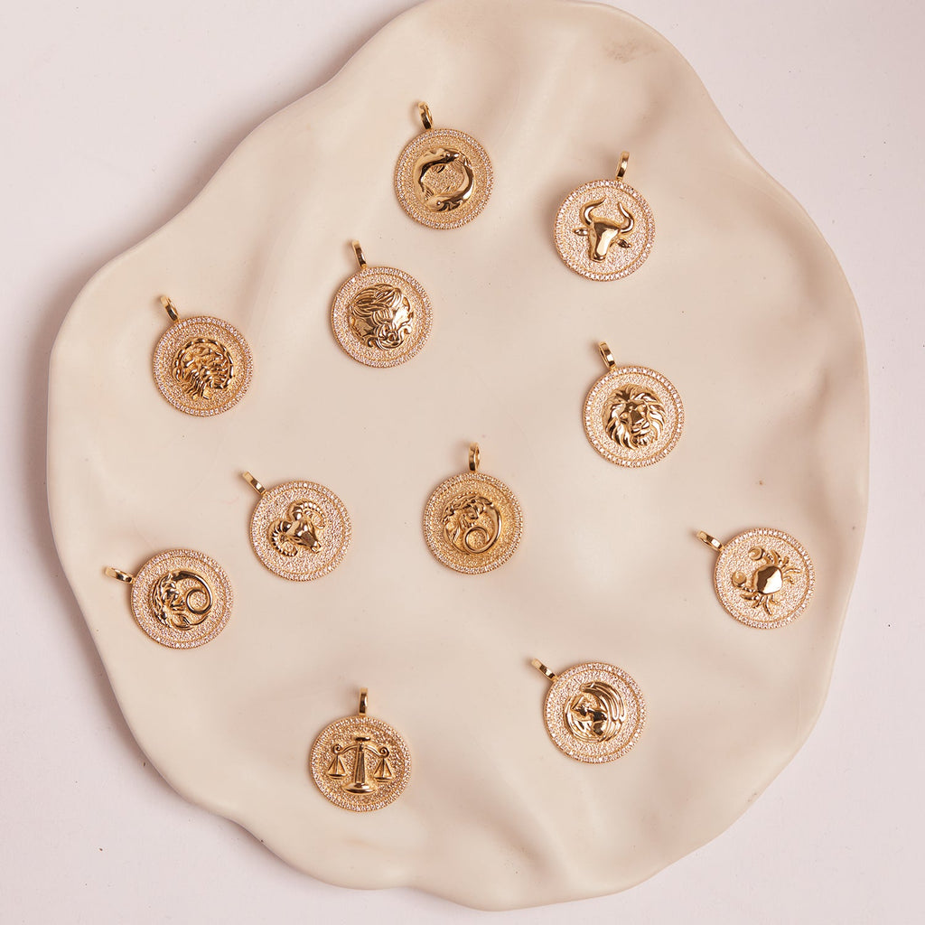 Zodiac Coin Medallion Charm V915