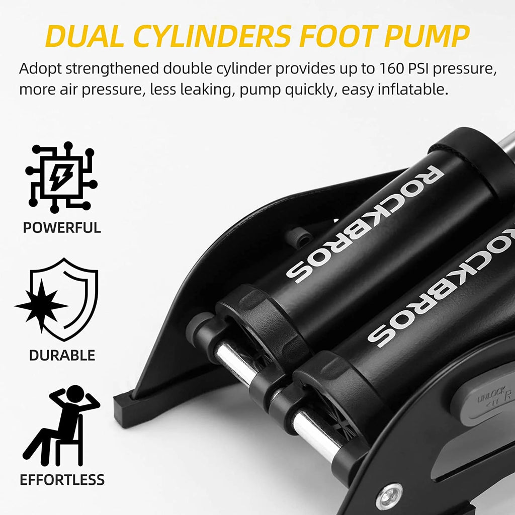 160 PSI Double Cylinder Foldable Bike Foot Pump B234