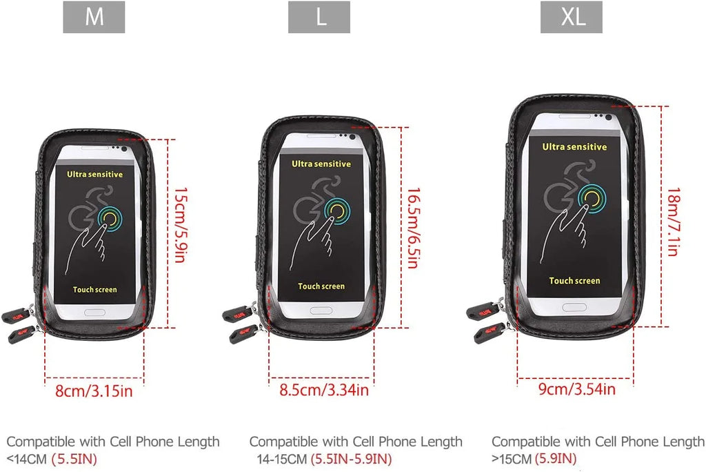 Bike Phone Mount Handlebar Bag Anti-shake Waterproof with 360° Rotation J9340