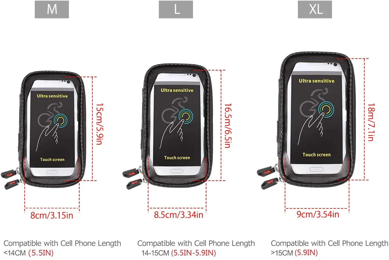 Bike Phone Mount Handlebar Bag Anti-shake Waterproof with 360° Rotation J9340