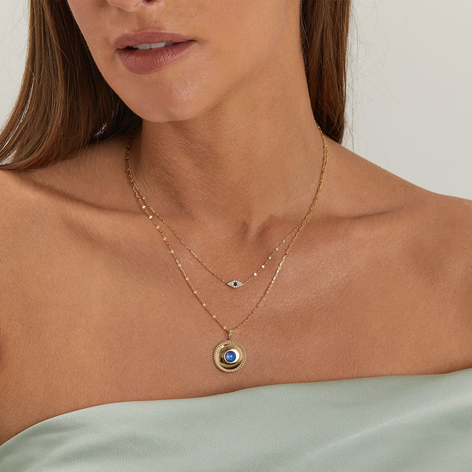Beaded Opal Medallion Charm V727477