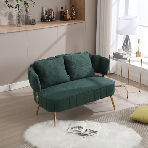 Beige Polyester 2-Seater Loveseat Sofa with Pillow P96608