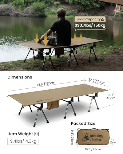 Height Adjustable Portable Folding Camping Cot (Ranger Green) V12791