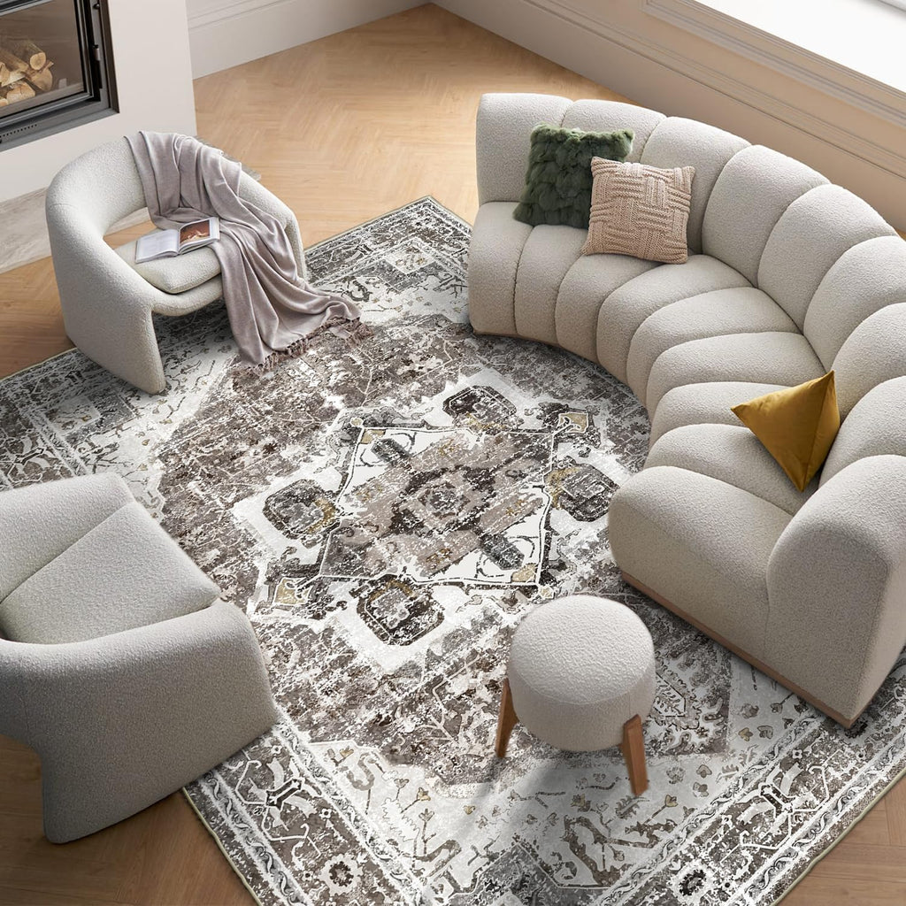 Machine Washable 5x7 Non-Slip Low Pile Area Rug A93950