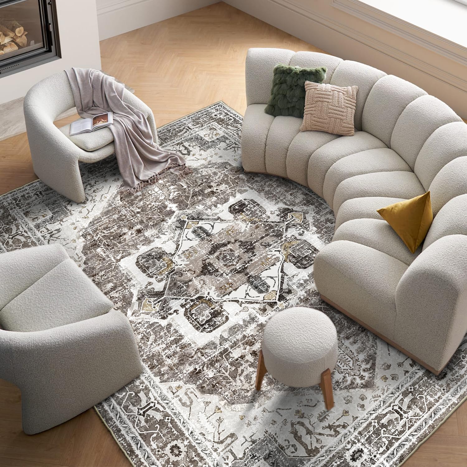 Machine Washable 5x7 Non-Slip Low Pile Area Rug A93950
