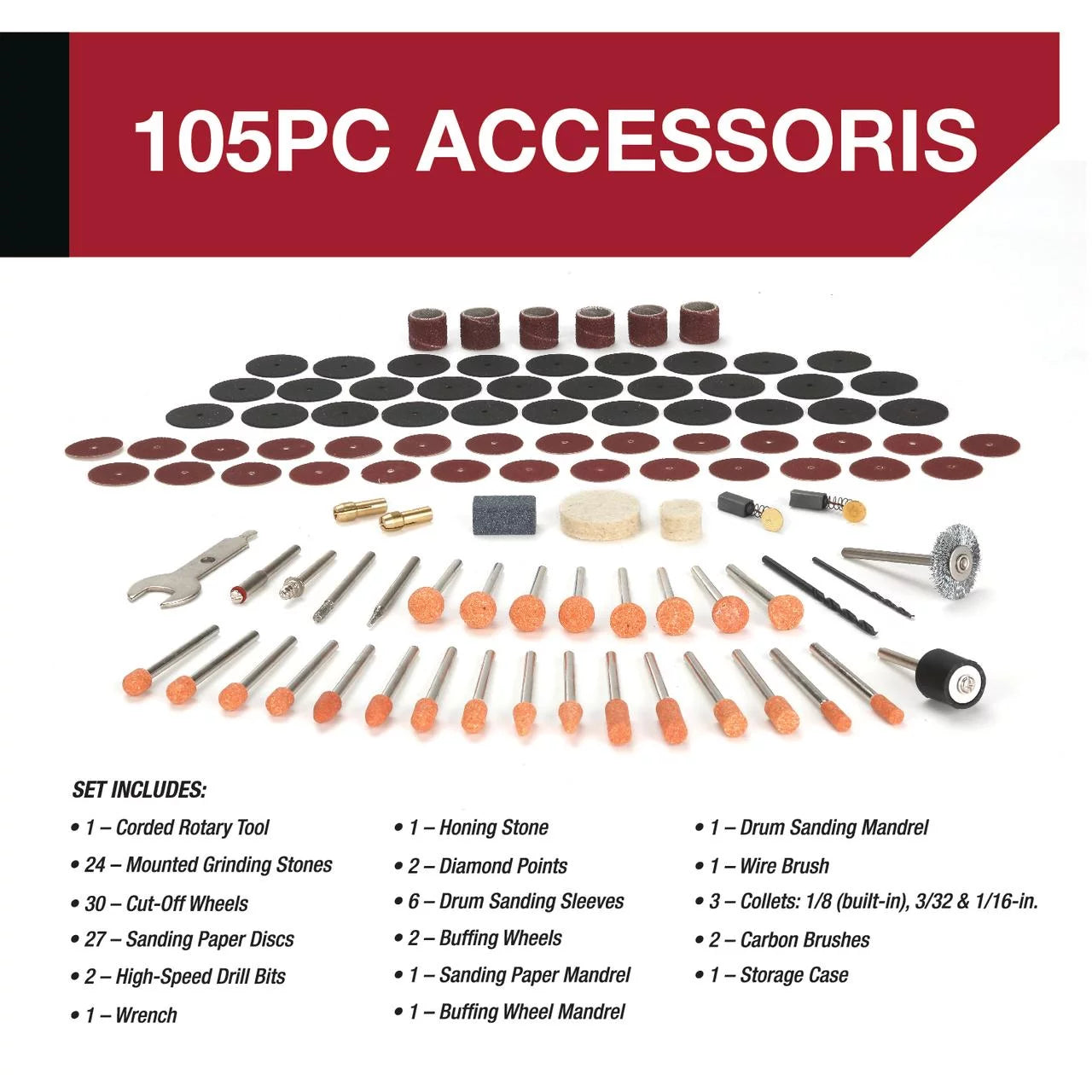 1.5 Amp Corded Rotary Tool with 105 Accessories & Storage Case T33807