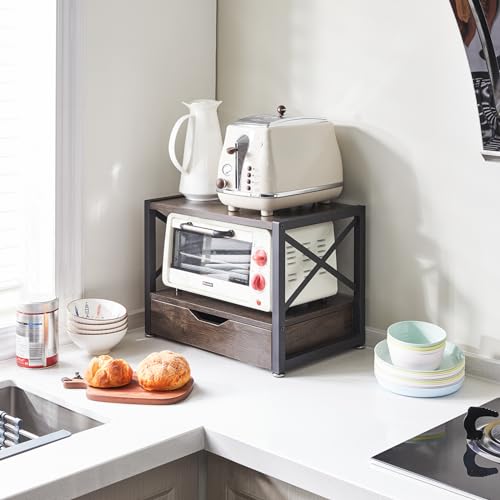 Grey Wooden 2 Tier Printer Stand with Drawer A406