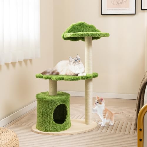 Multi-level Modern Wood Cat Tree with Sisal Scratching Posts C606