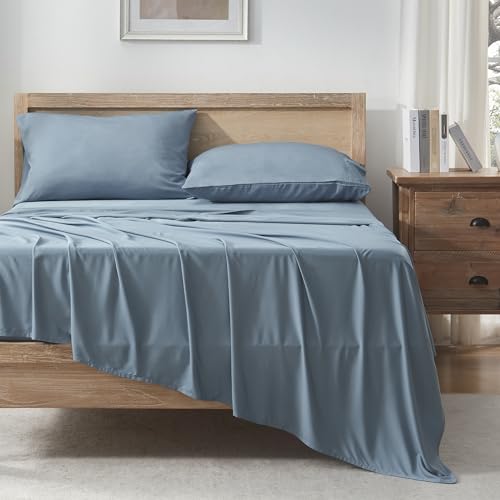 Queen Sheets Set, 100% Viscose Derived from Bamboo, Deep Pocket Up to 16", Dark Emerald Green W6856