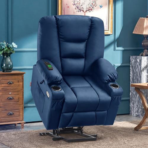 Small Dark Brown Faux Leather Power Lift Recliner Chair with Massage and Heat R3322
