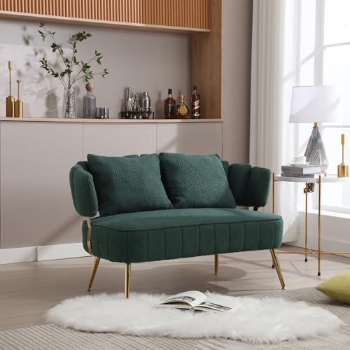 Beige Polyester 2-Seater Loveseat Sofa with Pillow P96608