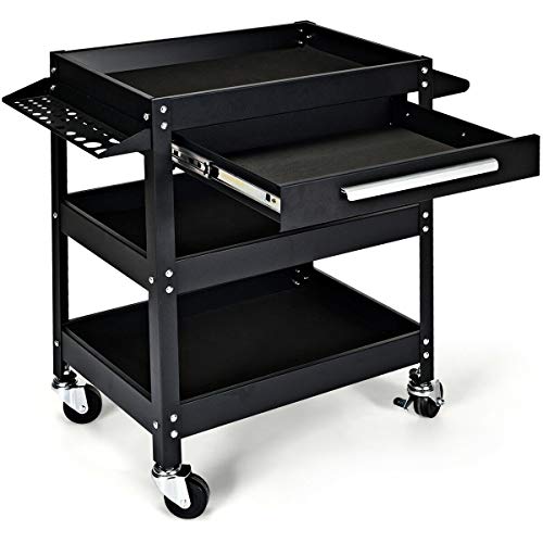 3 Tier Rolling Tool Cart with Storage Drawer G58573