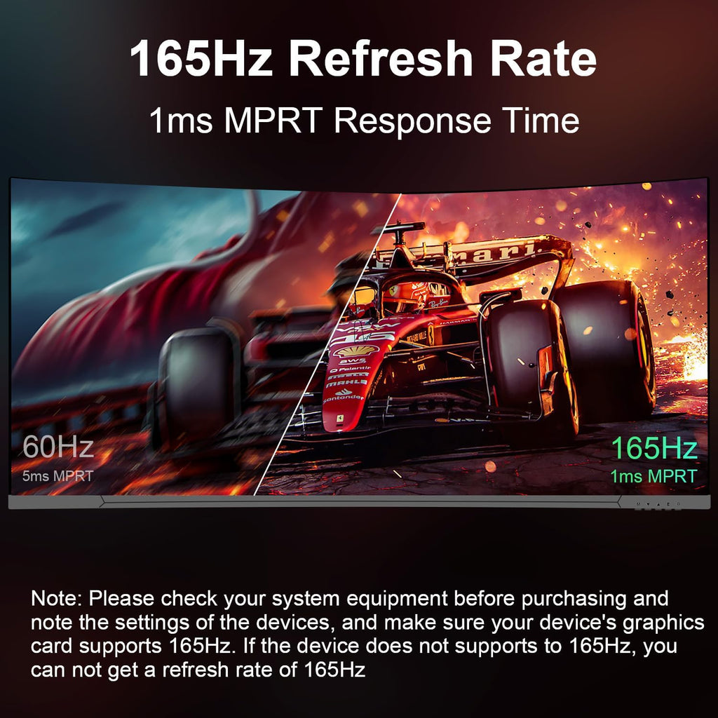 34" Curved WQHD 3440×1440 Gaming Monitor 165Hz 1ms 1500R HDR 10 100% sRGB PC Screen R153818