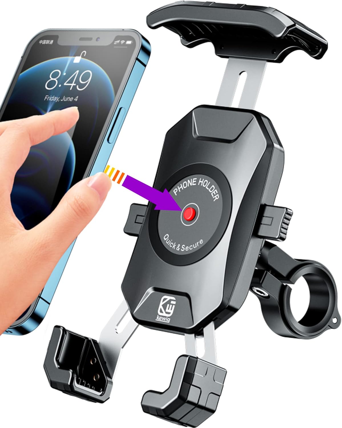 Aluminum Alloy Motorcycle Phone Mount for 4''-7'' Smartphones V2849