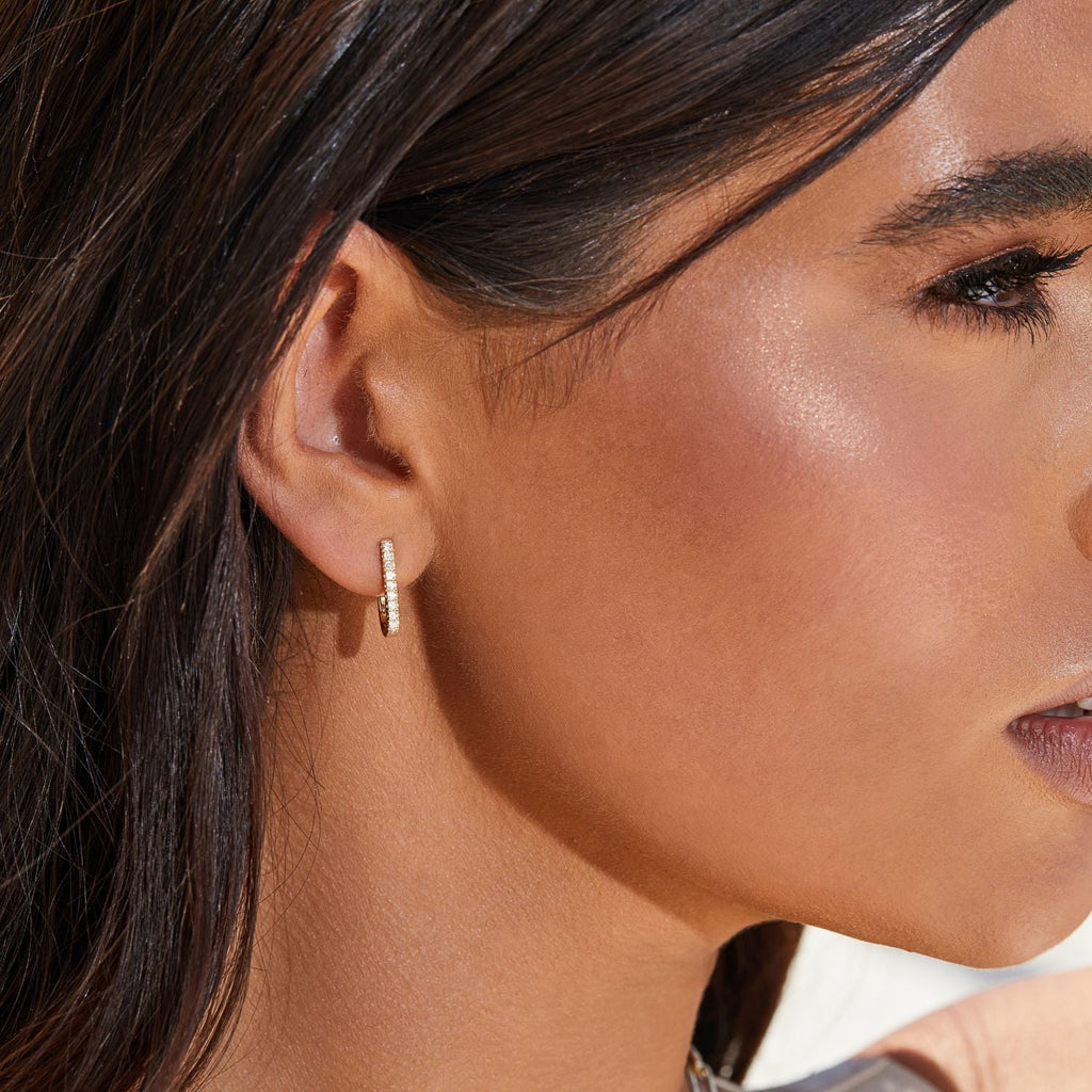 U-Pave Paperclip Huggie Earrings X839