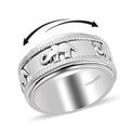 925 Sterling Silver Fidget Ring Spinner Ring Moon Star Platinum Plated Jewelry V7131