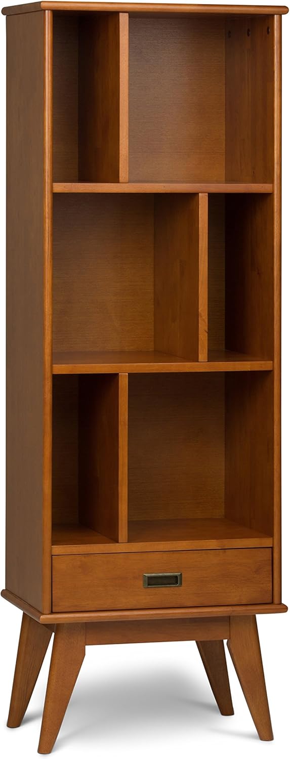 Medium Auburn Brown Solid Hardwood Bookcase with 6 Shelves V952