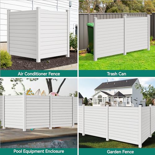 50"W X 50"H Vinyl Air Conditioner Fence Privacy Screen with Metal Stakes (2 Panels) L9847