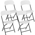 White Plastic Folding Chairs Set of 4 with Metal Frame O376263