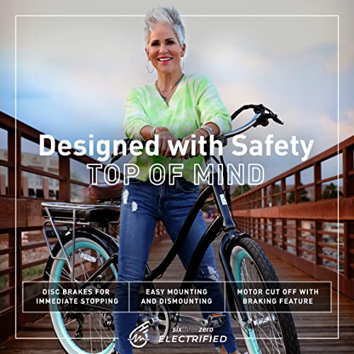 EVRYjourney Women's Electric Bike, Step-Through Touring Hybrid eBike, 250/500 Watt Motor, 26" Bicycle D768