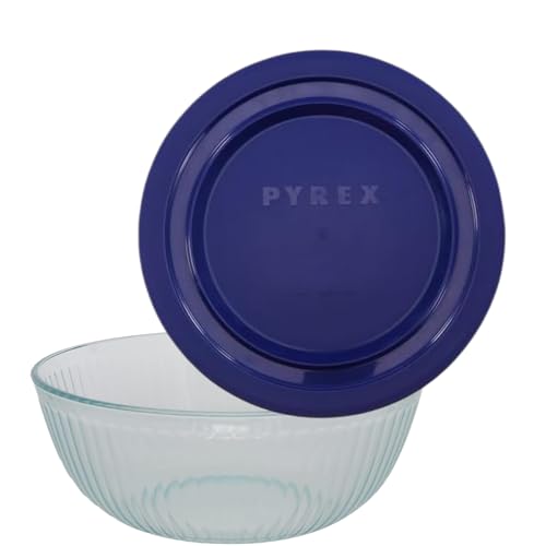 4.5 Quart Glass Mixing Bowl With Blue Lid Q823132