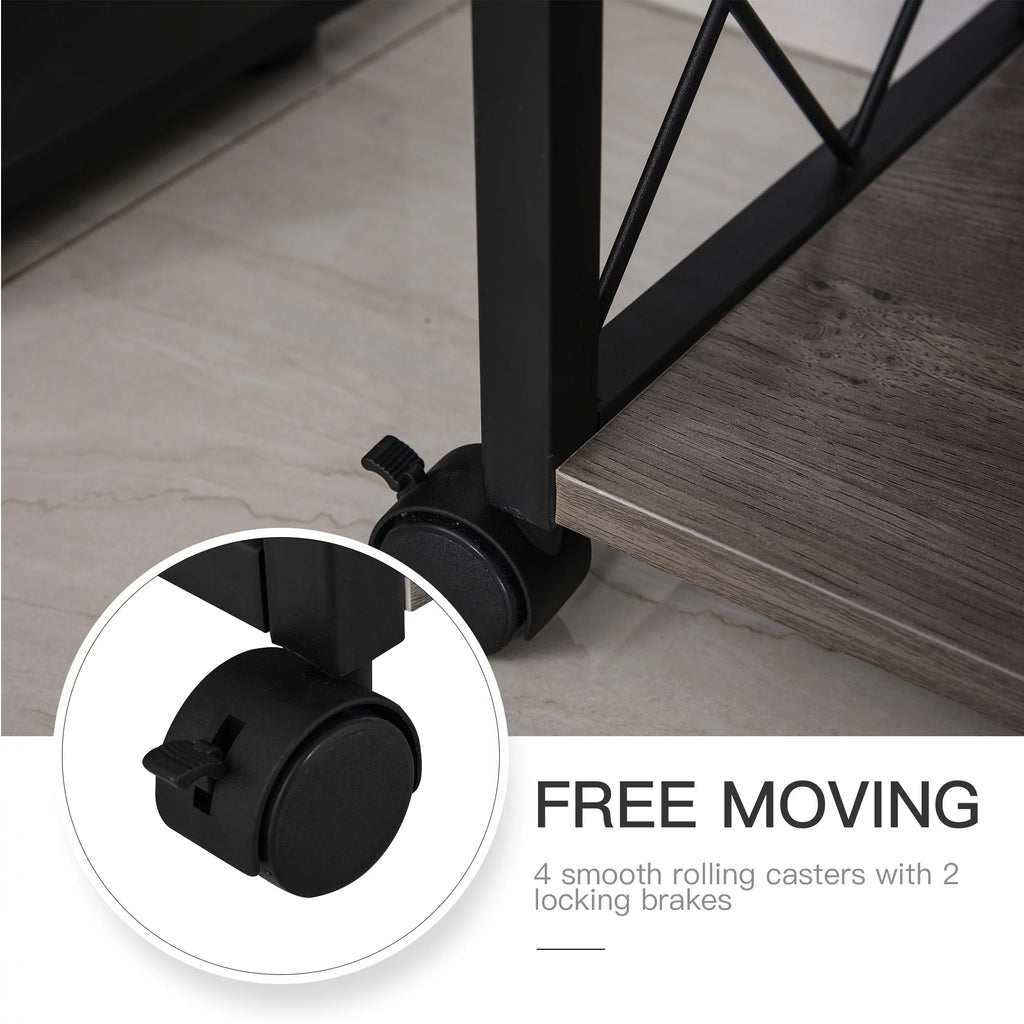 Grey Industrial End Table with Drawer and Bottom Shelf V2777