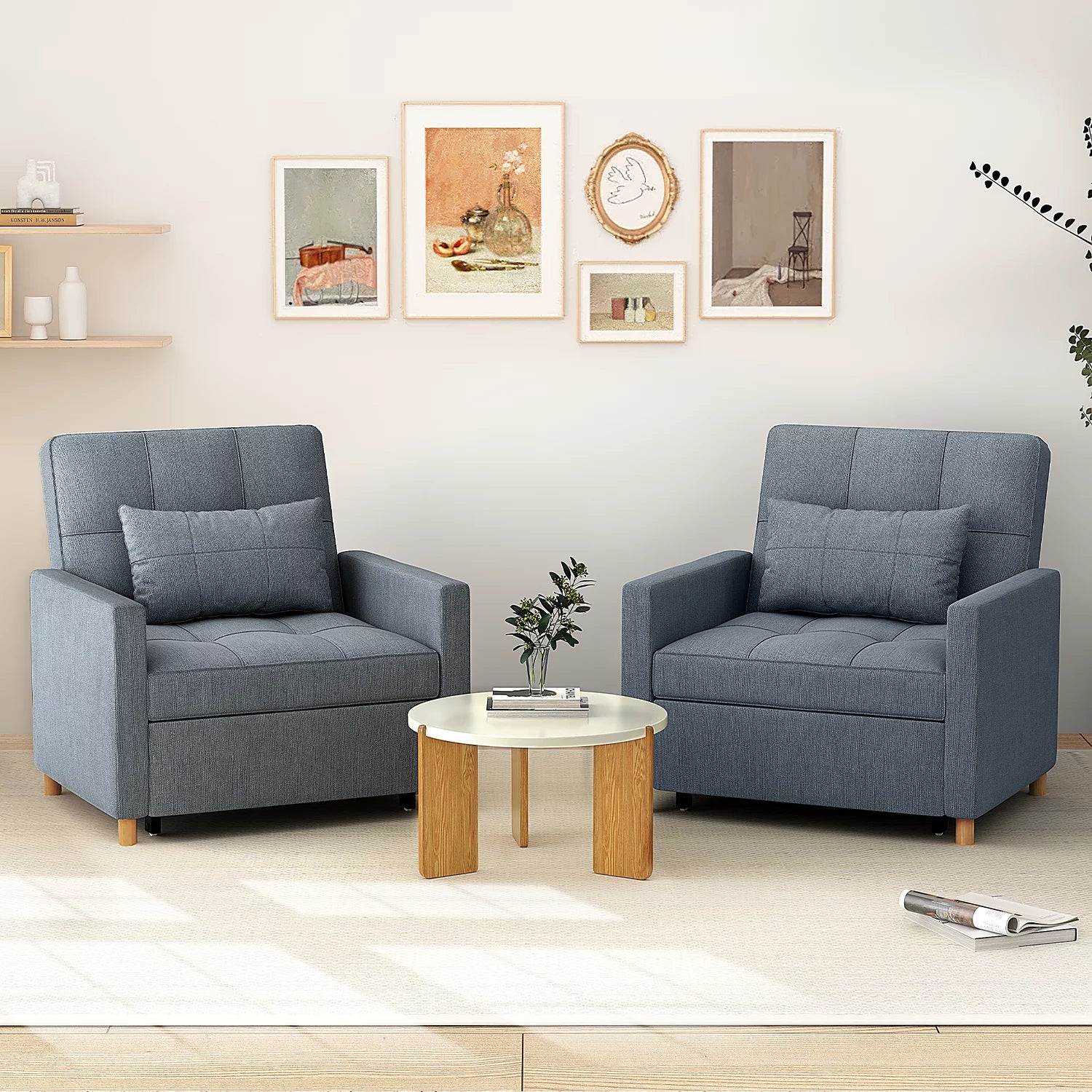 Dark Grey Sleeper Sofa Chair with Extra Pillow B178440
