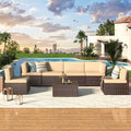 7 Piece PE Rattan Outdoor Patio Furniture Set with Cushions and Tea Table V5150