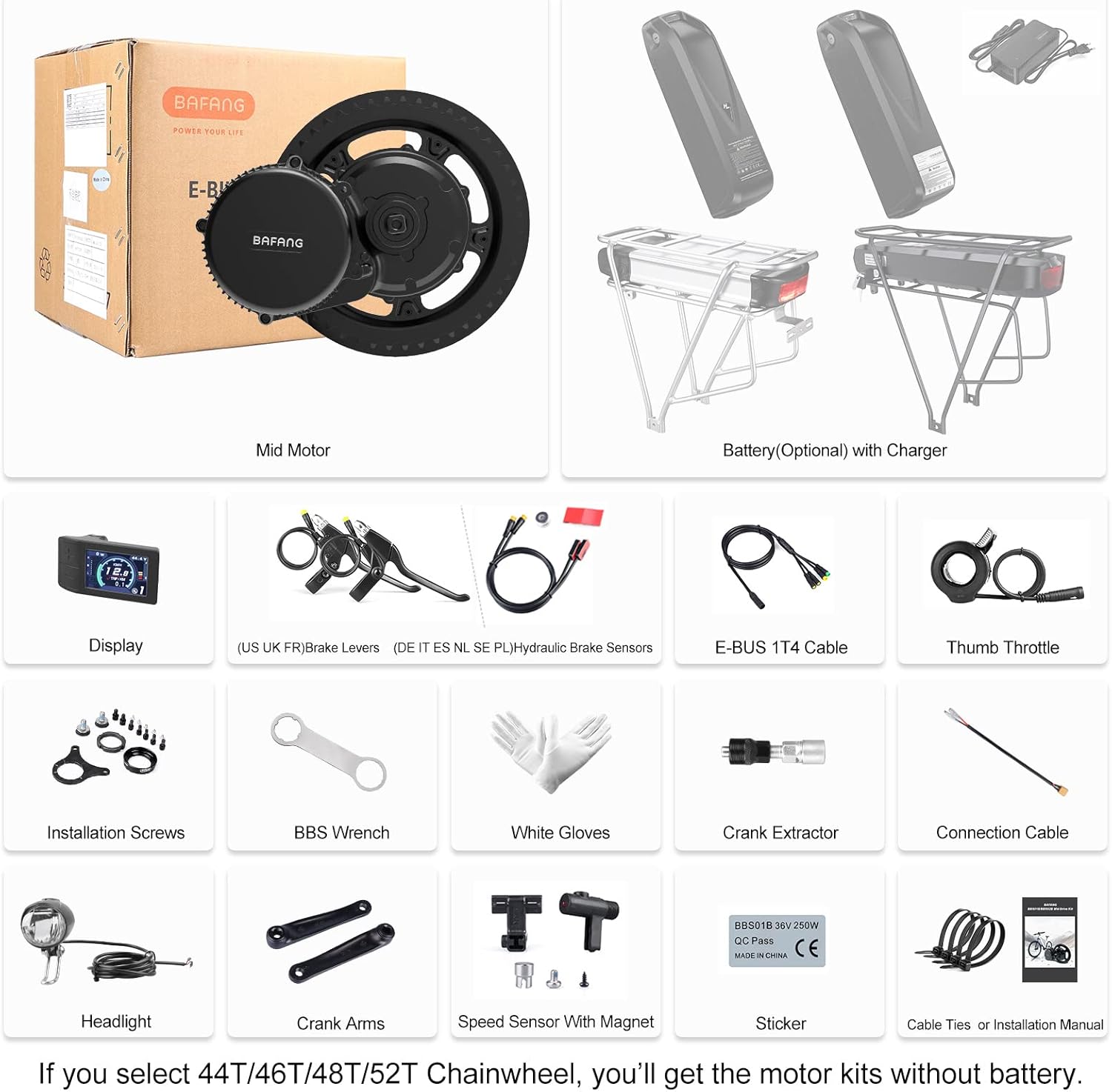 48V 500W Mid Drive Electric Bike Motor Kit H166