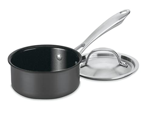 Black/Stainless Hard-Anodized Nonstick 1-Quart Saucepan with Cover A26286