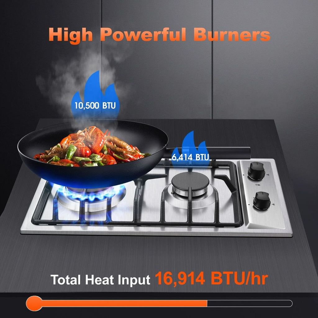 2-Burner 12 inch Stainless Steel Gas Cooktop E7961