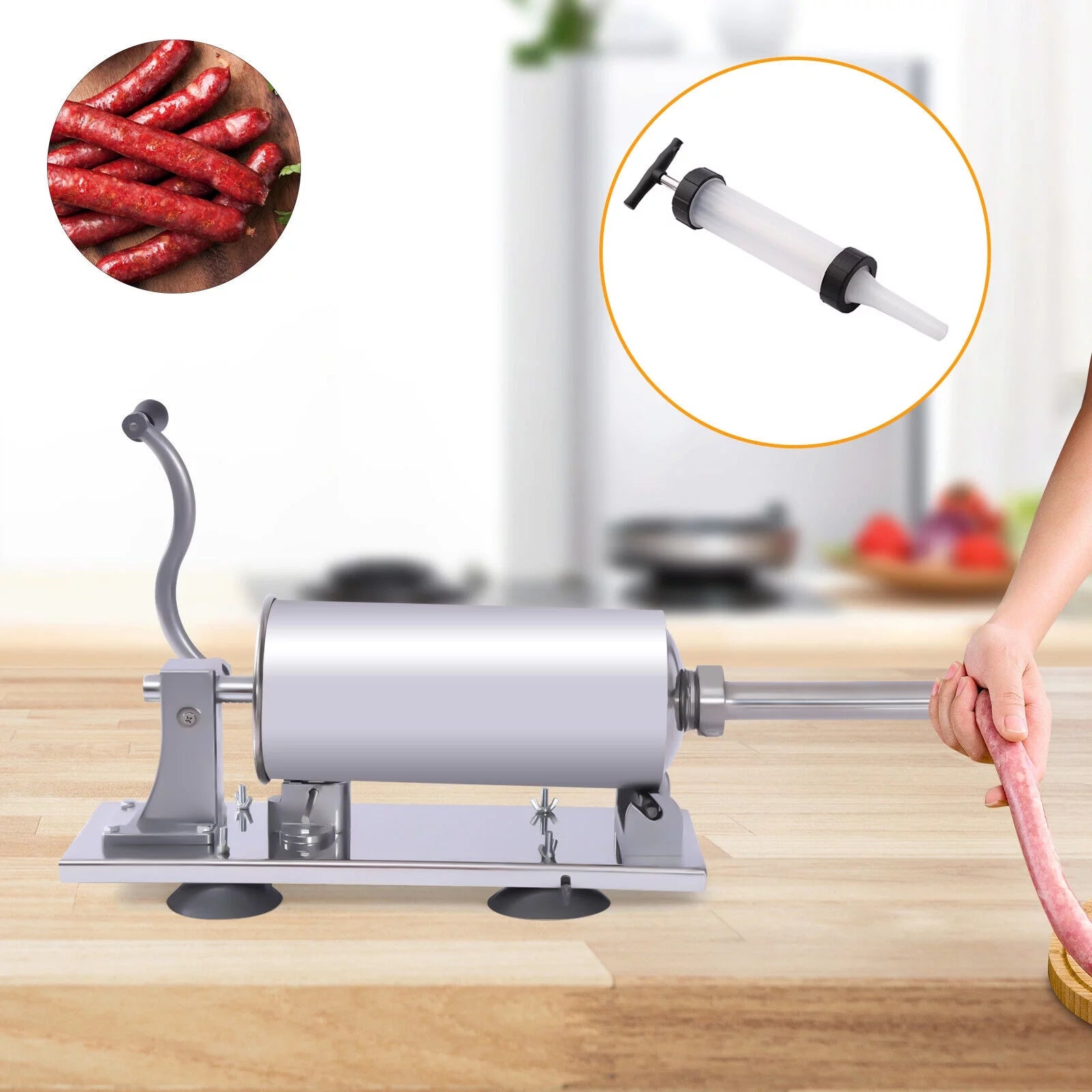 8LBS/4L Manual Stainless Steel Sausage Stuffer D347