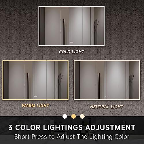 48”W x 30”H Wall Mounted LED Medicine Cabinet Mirror with Double Doors L485630