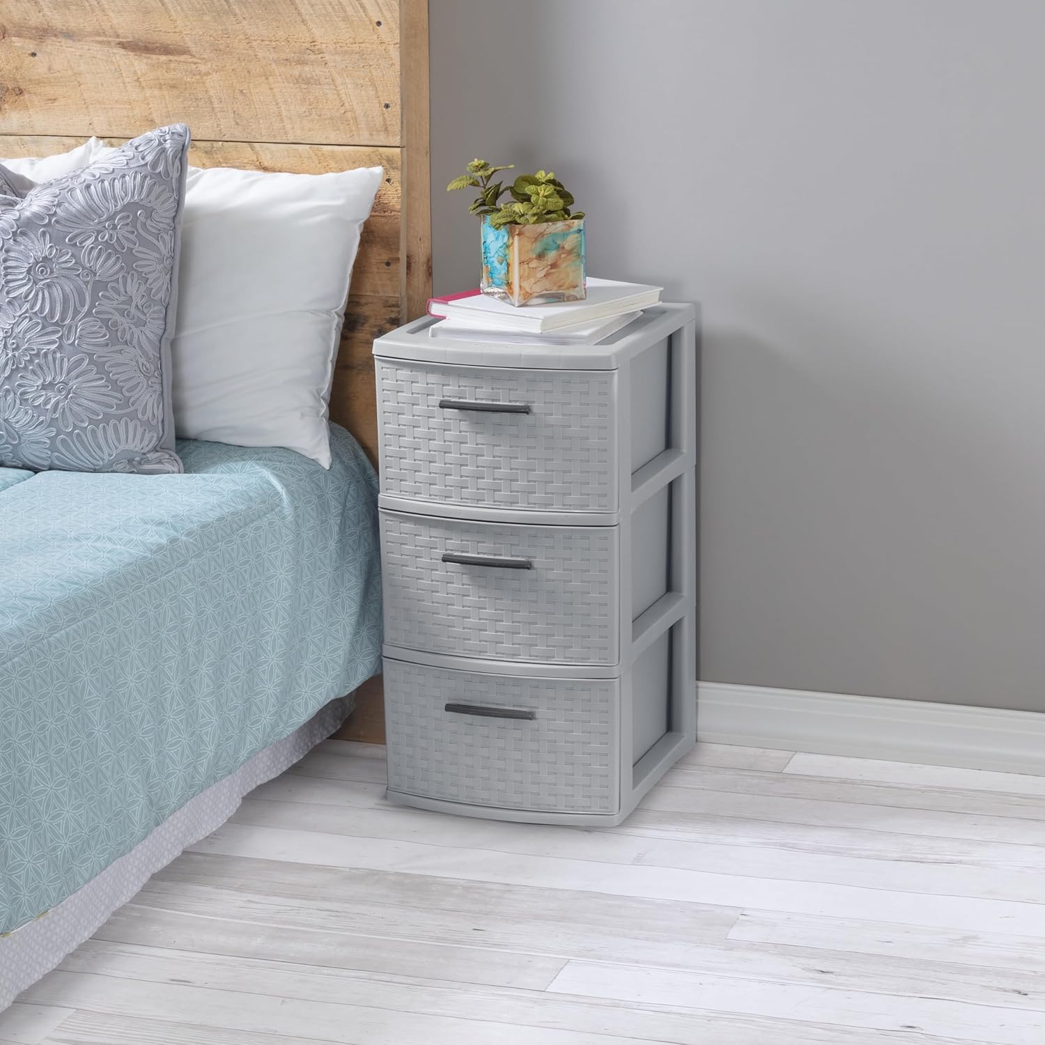 3 Drawer Plastic Cement Weave Tower N55760