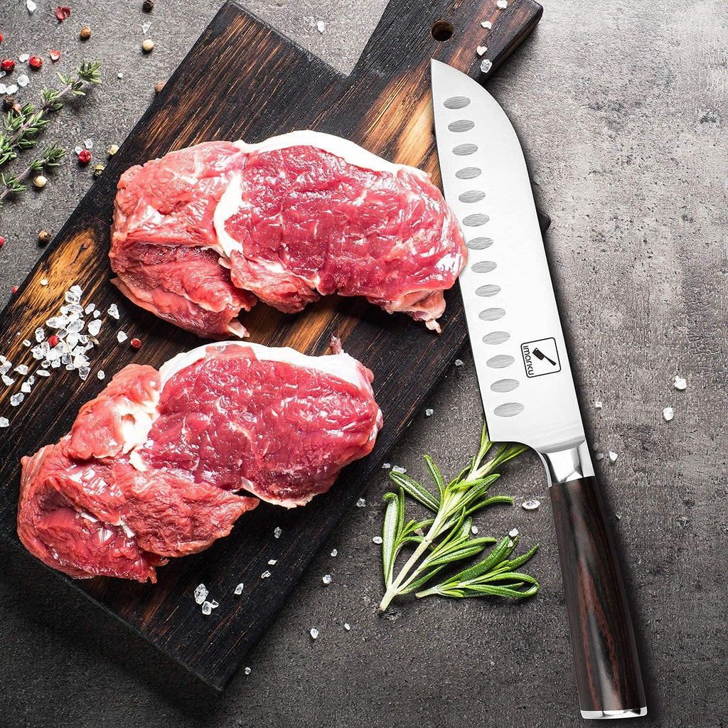 7 inch High Carbon Steel Santoku Knife and Cleaver R8031