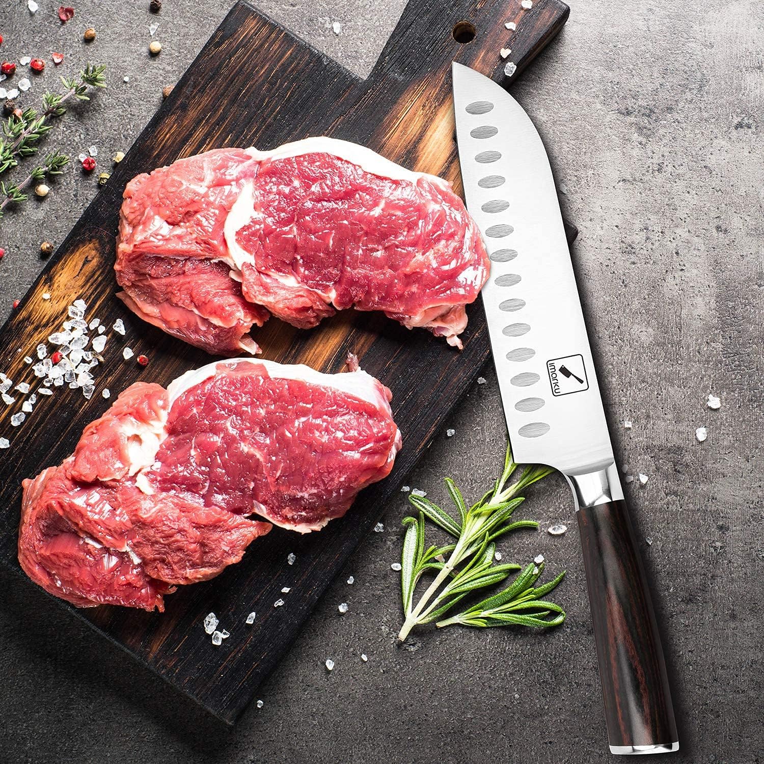 7 inch High Carbon Steel Santoku Knife and Cleaver R8031