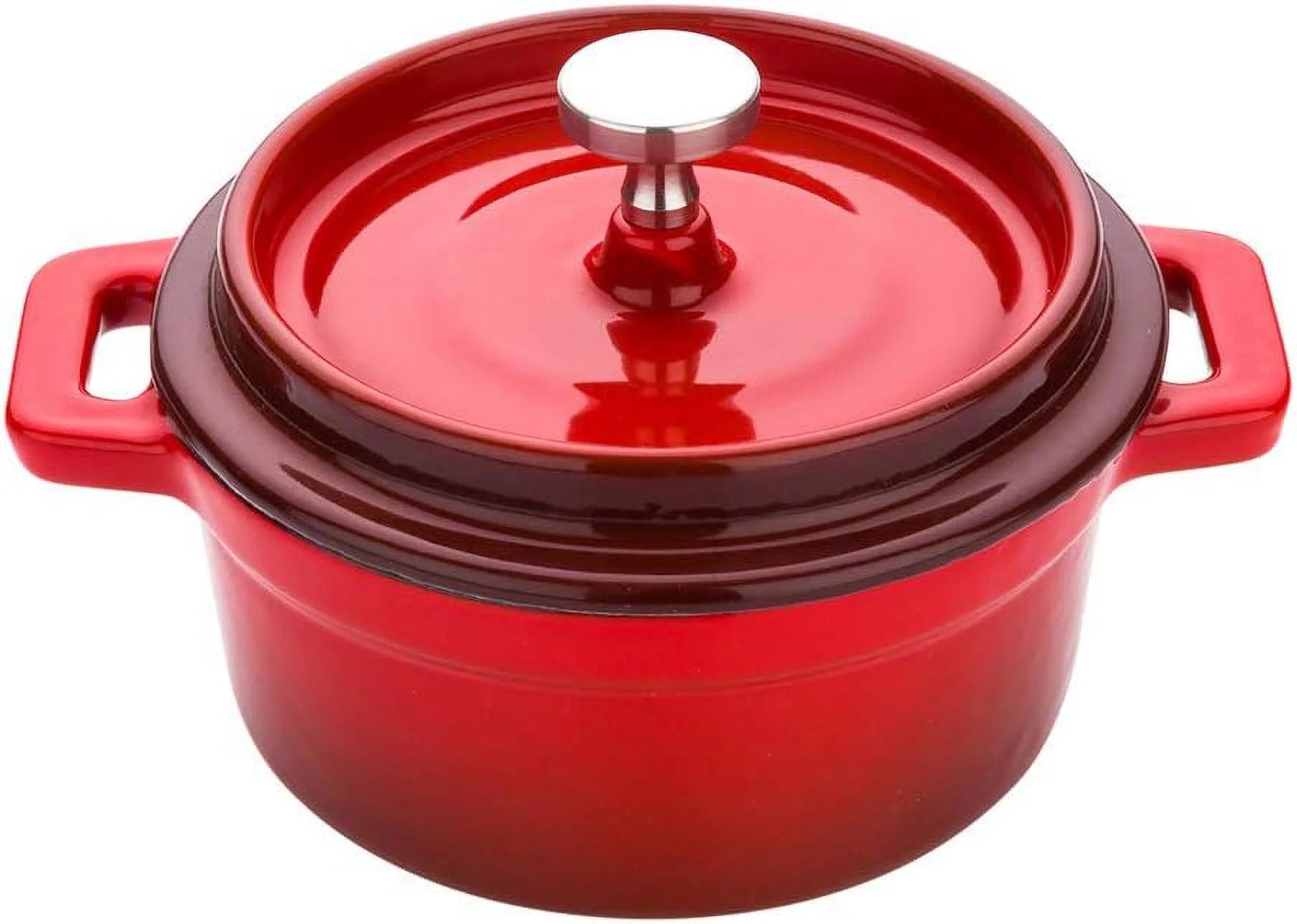 8 Ounce Red Enameled Cast Iron Mini Casserole Dish with Lid E38469