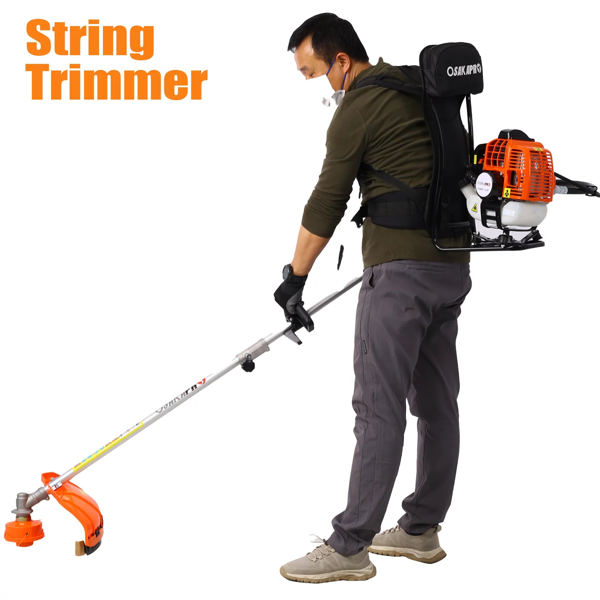 Orange 52CC 2-Cycle Gas Grass Trimmer with Hedge Trimmer Attachment P73432