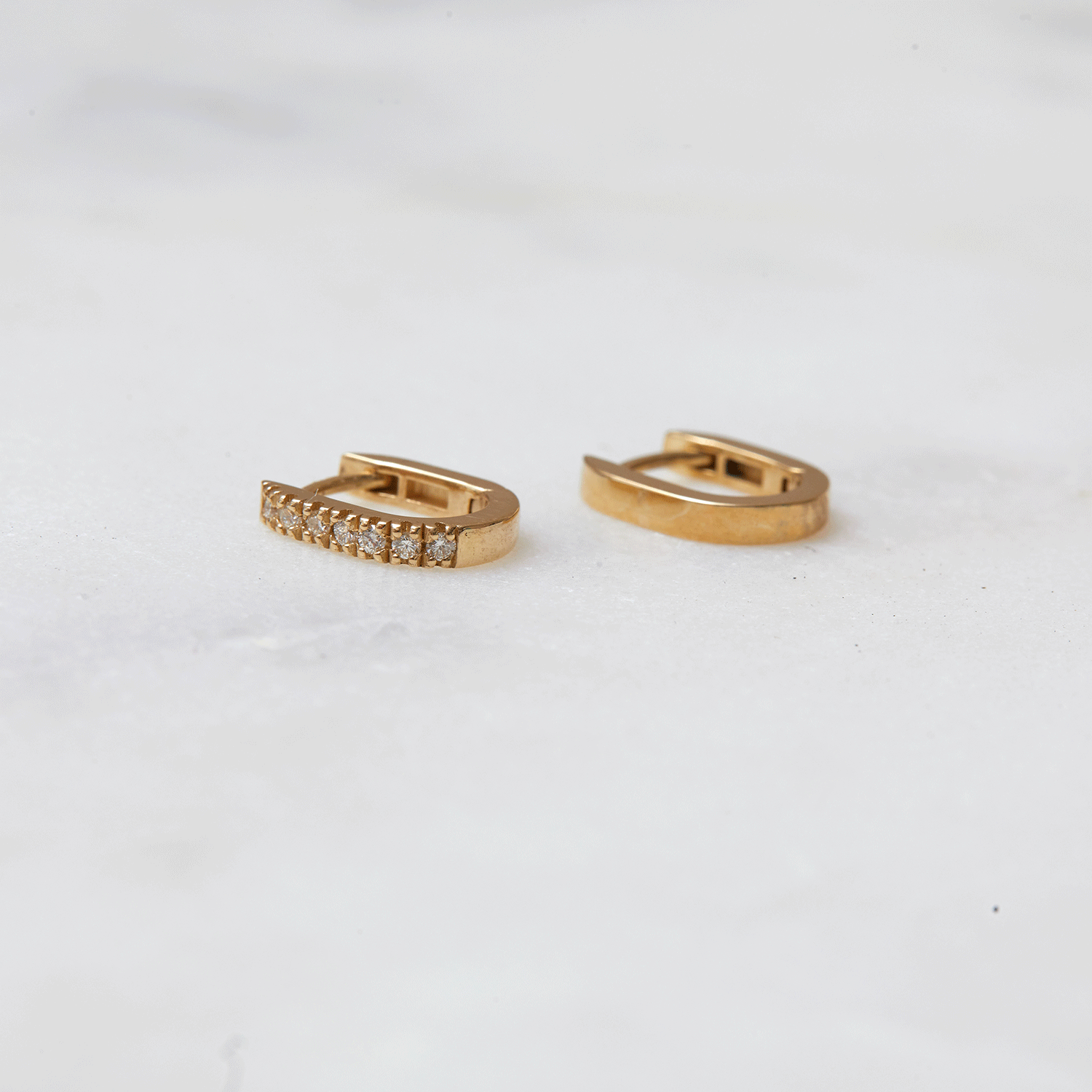 Diamond U-Pave Paperclip Huggie Earrings C5517
