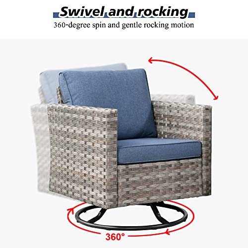 8 Piece Modern Wicker Sofa Set with Swivel Rocking Chair (Orange Red) R934456