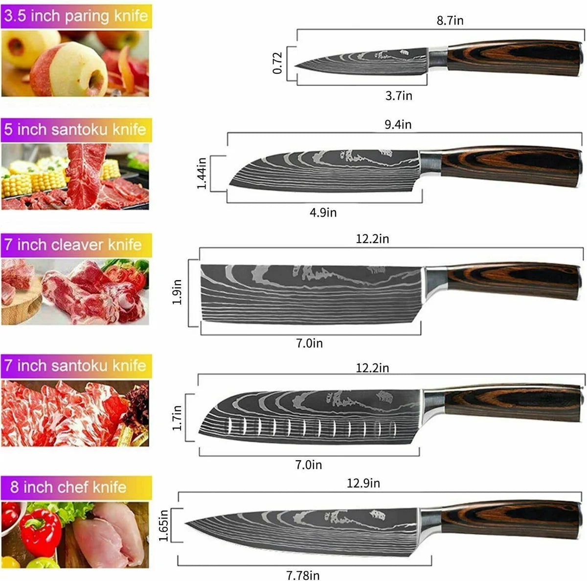 5 PCS Kitchen Knife Boxed Set with Sheaths O5476