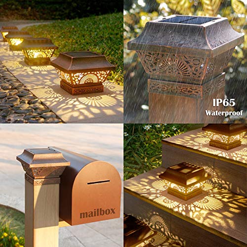 2 Pack Black Metal Solar Post Cap Lights Q37023