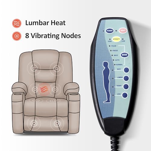 Small Power Lift Recliner Chair with Massage and Heat, Fabric, Brown Q215307
