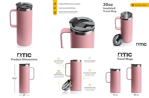 20 oz Stainless Steel Vacuum-Insulated Travel Mug with Lid and Handle Y47115