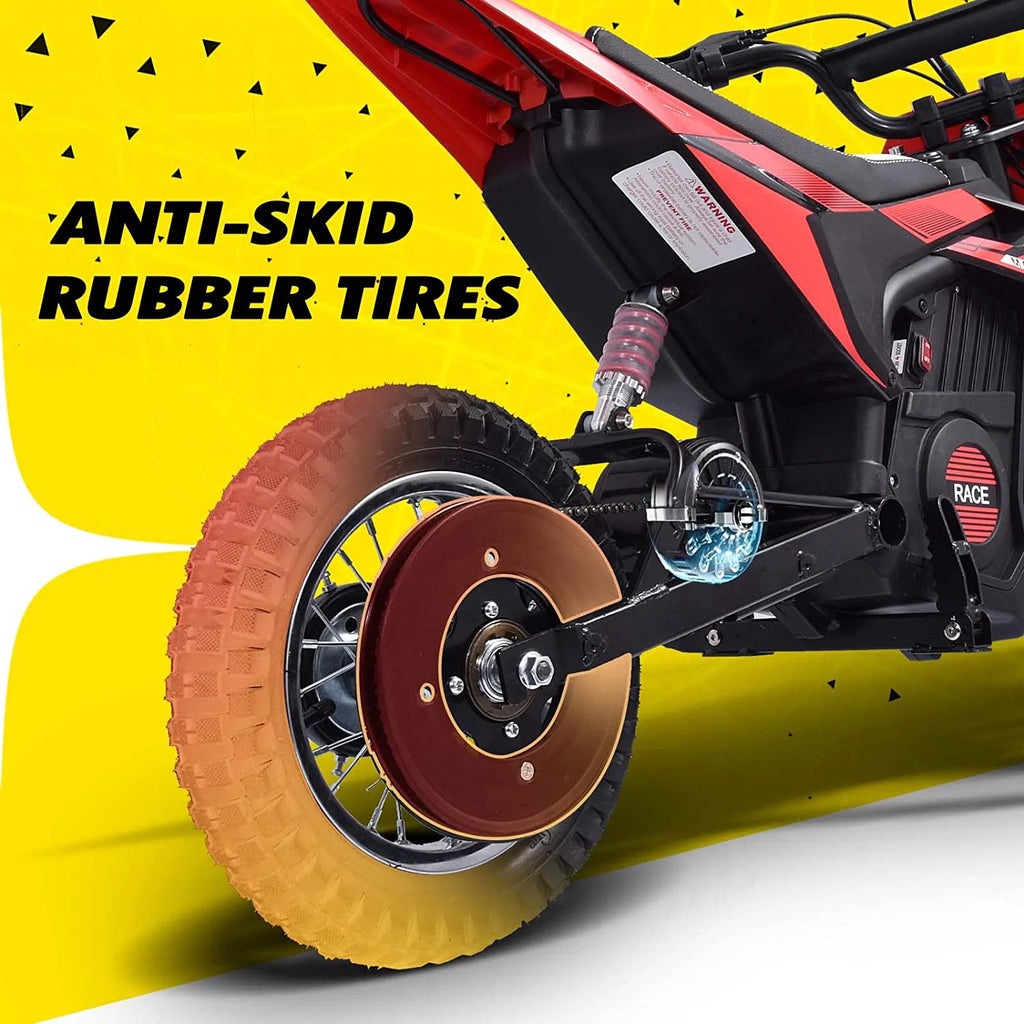 24V Kids Electric Dirt Bike with Rubber Tire, Suspension & Leather Seat C713