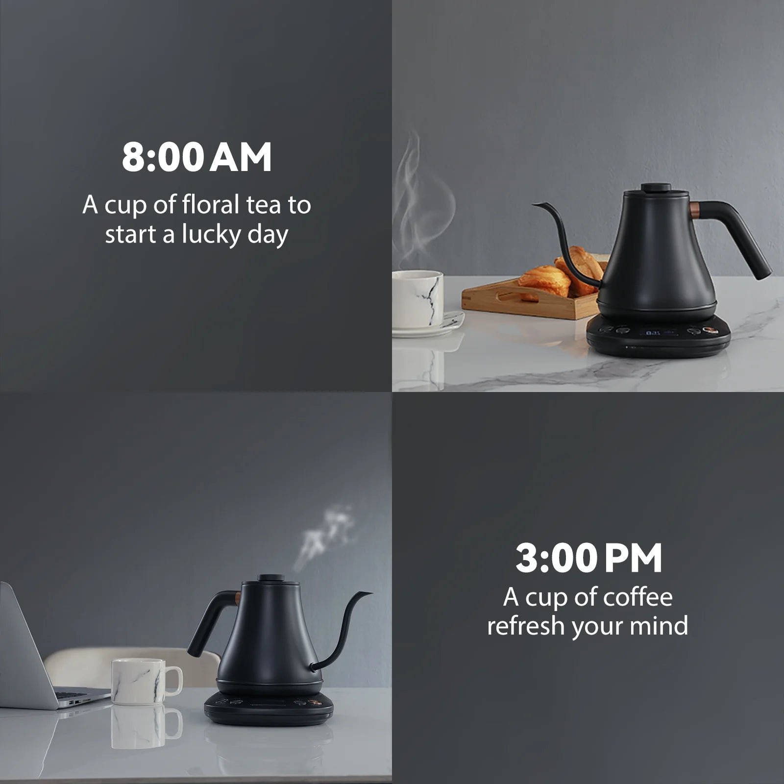 Electric Gooseneck Kettle 0.8L 1200W Matt Black K538
