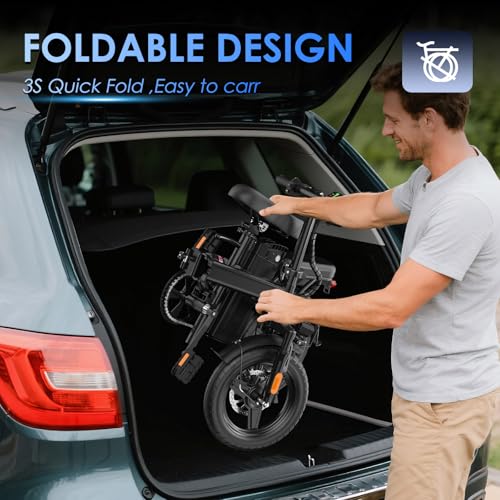 E14 Electric Bike 500W Motor, Folding Ebike 14" 48V 13Ah Removable Battery L300