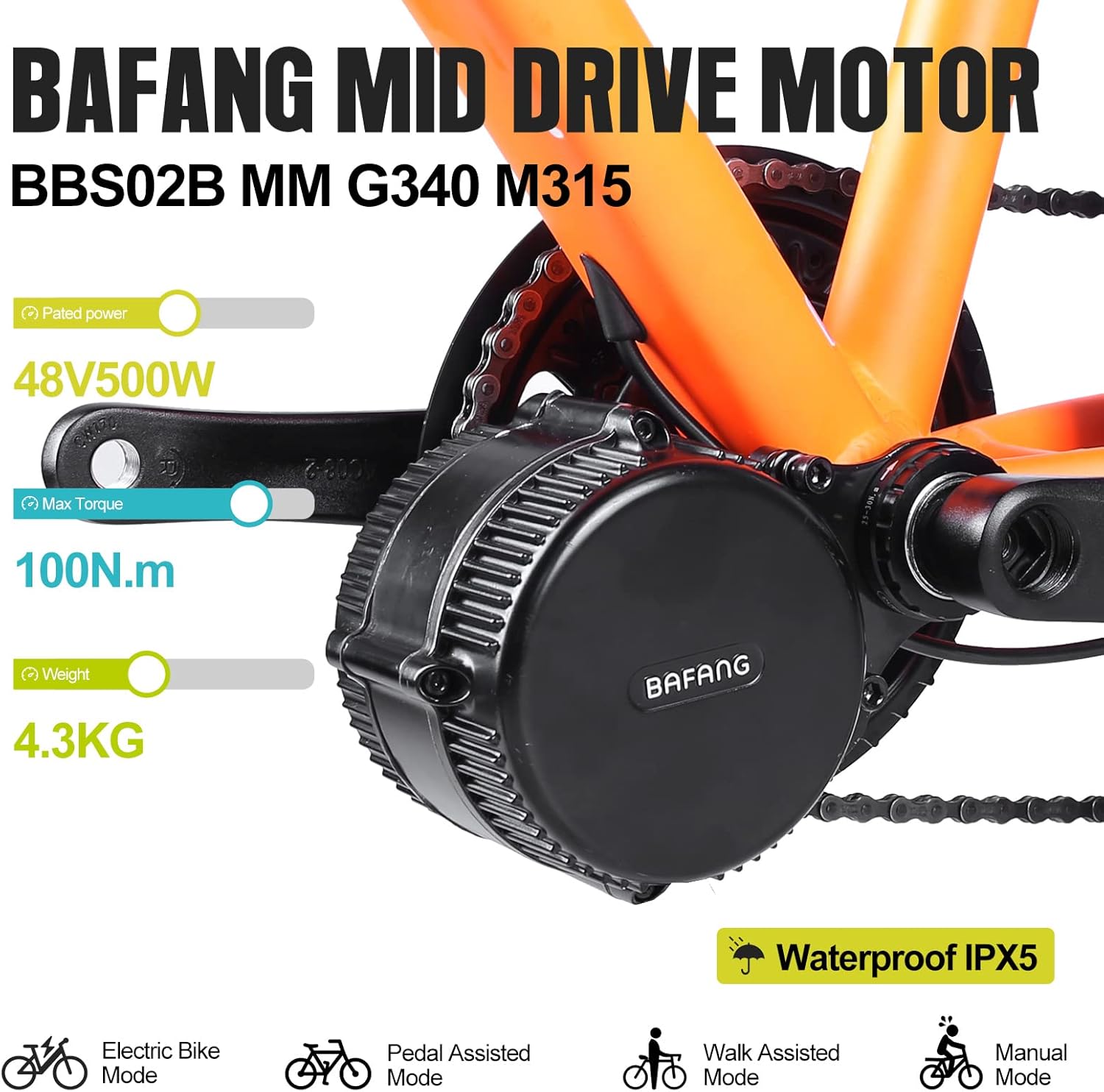 48V 500W Mid Drive Electric Bike Motor Kit H166